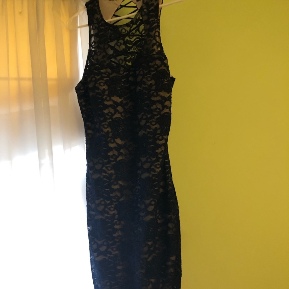 Pretty blue with lace dress